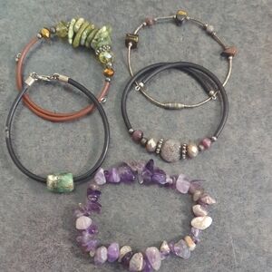 Elegant Multi-Color Stone Bracelet Set